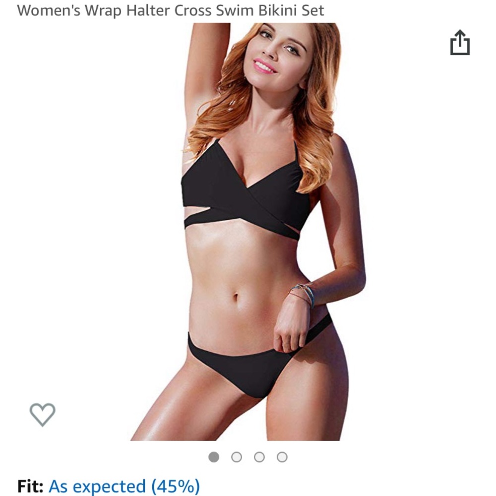 wrap swim bikini set black medium